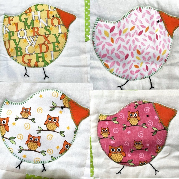 Hanging “Chubby Chicks” Quilt Lovely Colors Beautiful Embroidery Approx 38”x 38” - Picture 6 of 15